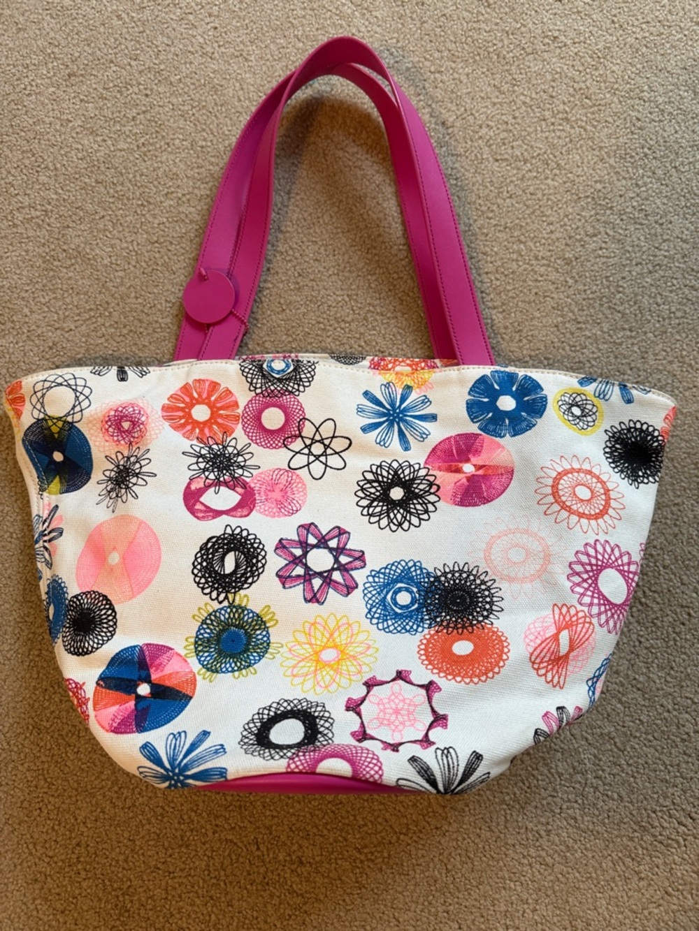 Kate Spade Saturday Canvas Floral Tote with Pink Handles